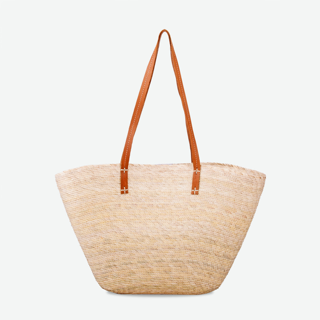 Large Beach Straw Bag With Leather Strap / Market Straw Bag / -  Finland