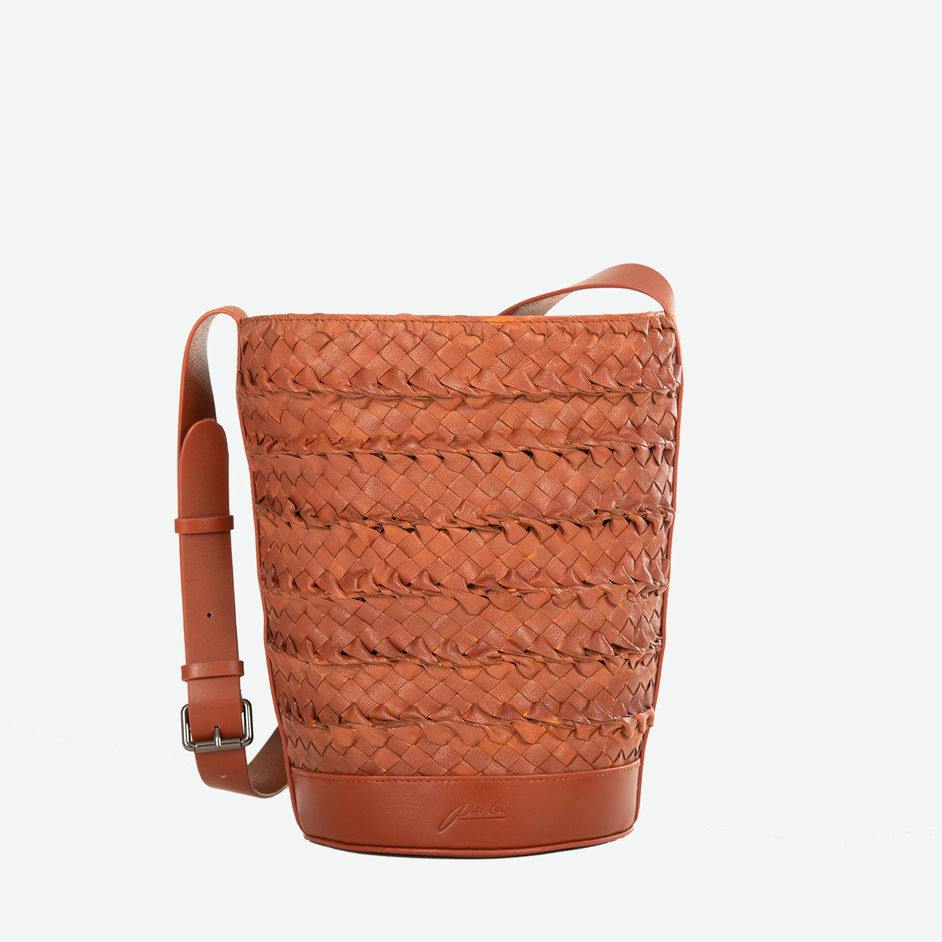 Image of Chestnut Emery Woven Leather Bucket