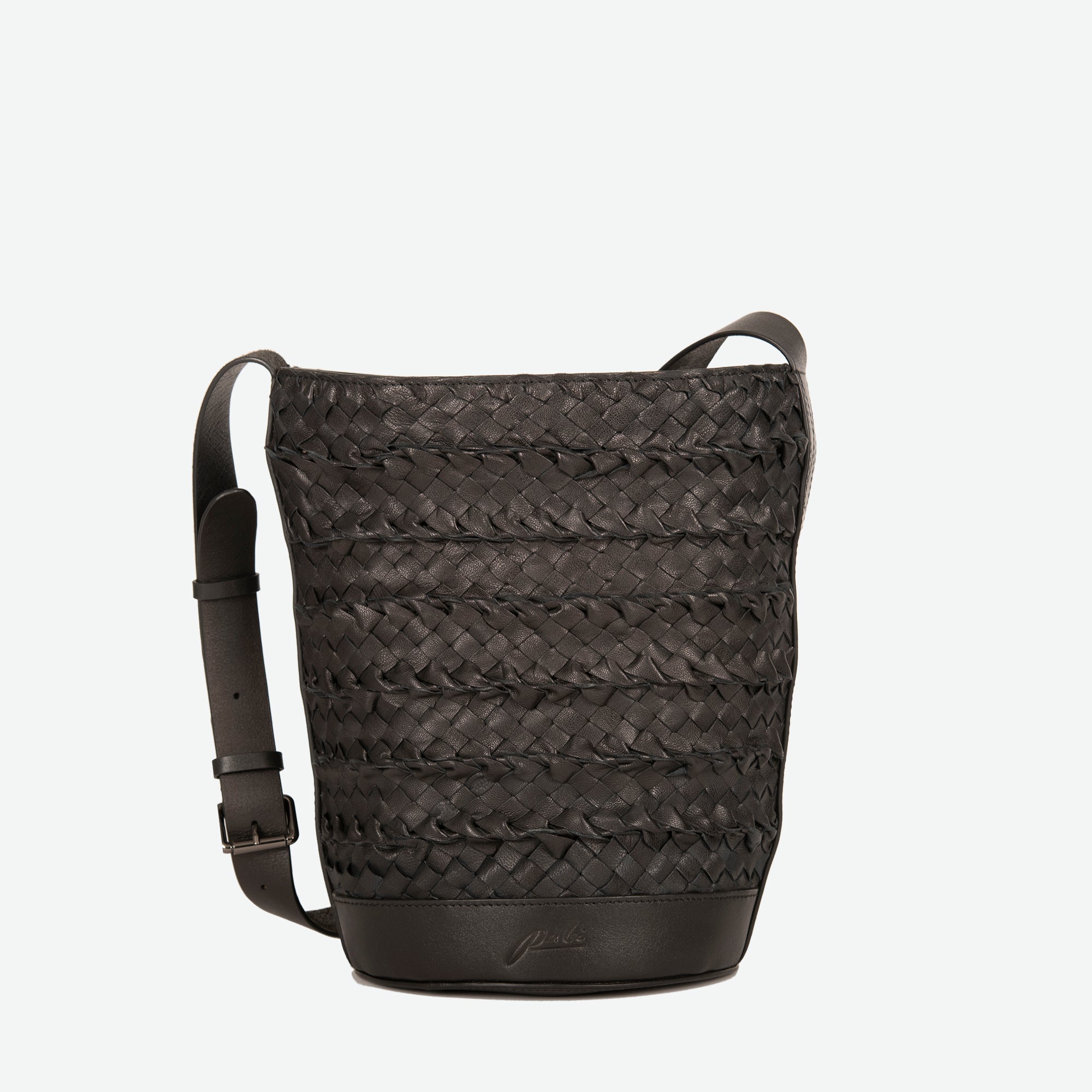 Image of Black Emery Woven Leather Bucket