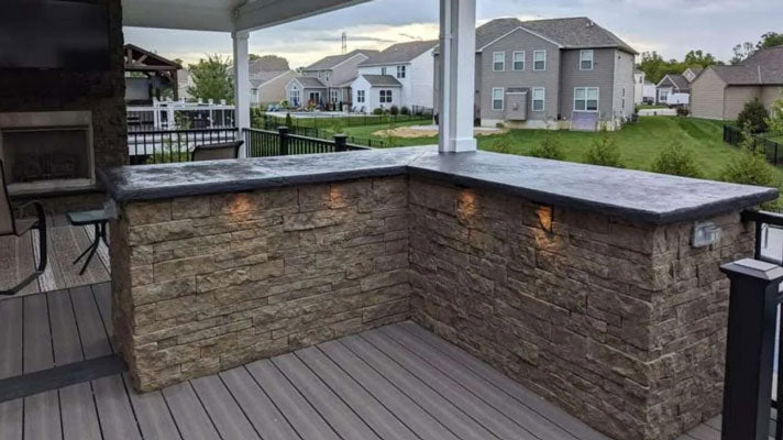 outdoor living space stone rock siding on wall Evolve Stone