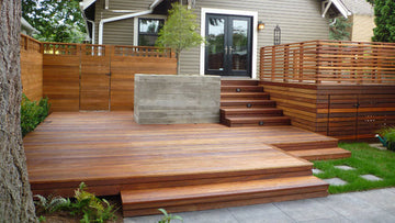 wood lumber deck treated with fire retardant flame stop