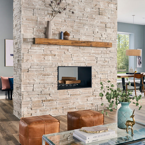 Versetta Stone Sand Ledgestone interior fireplace