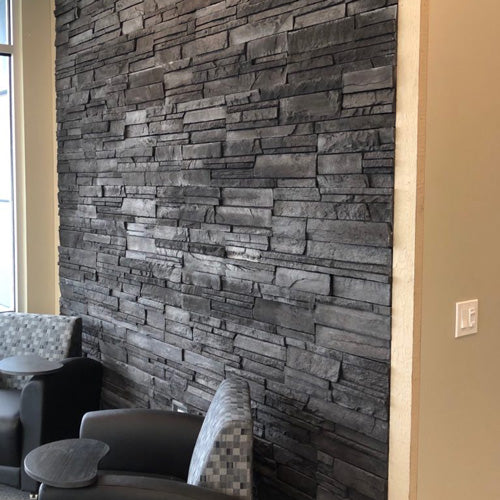 Black Versetta Stone Northern Ash Ledgestone Interior Office