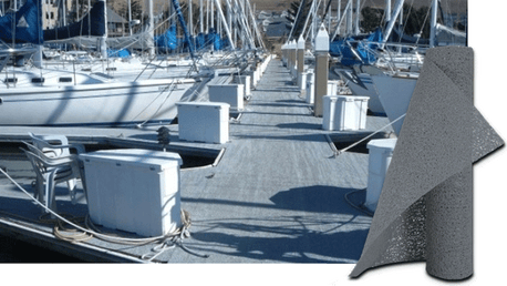 Gray Non-slip vinyl mesh matting for boats, docks and marinas