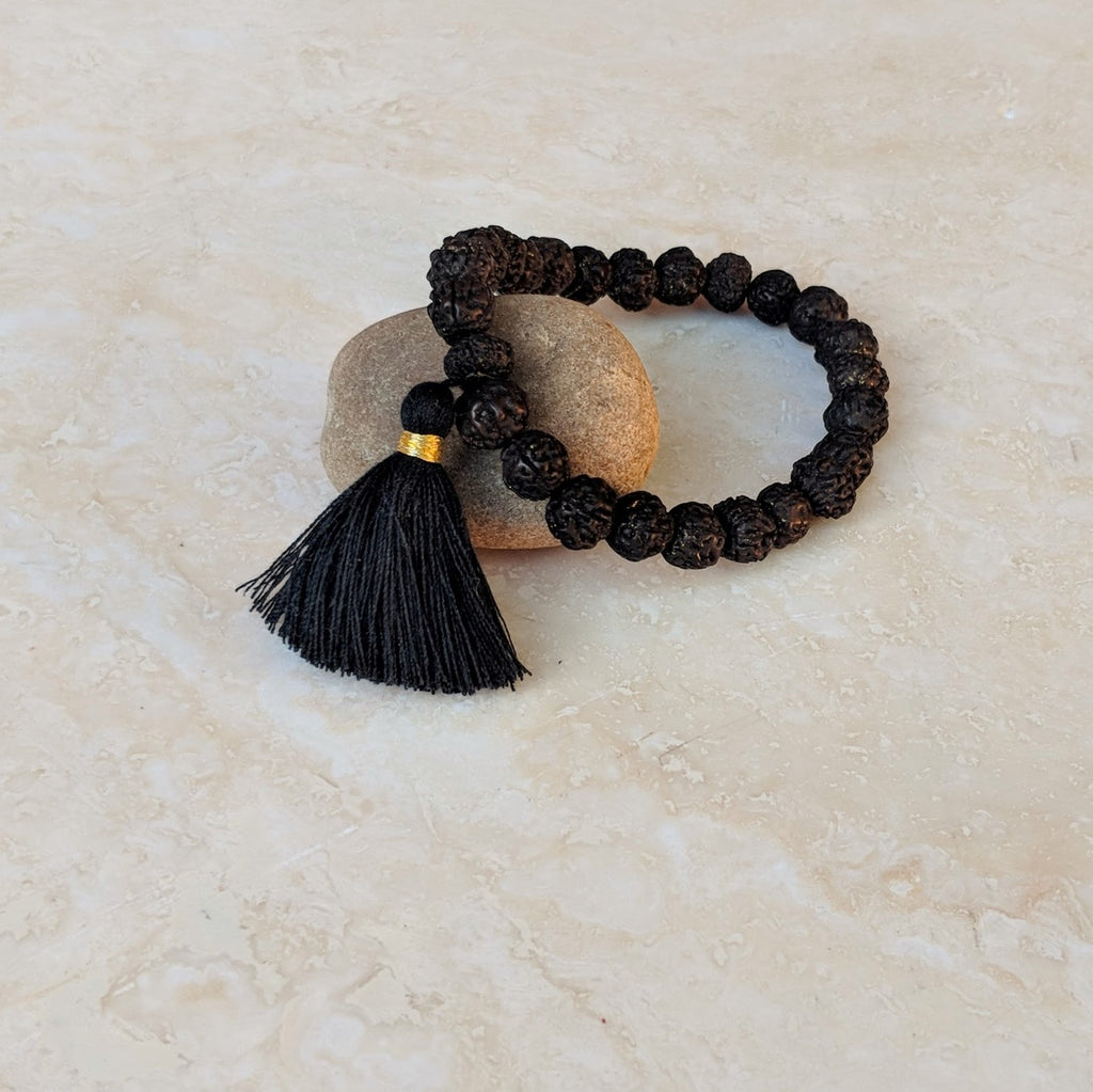 Bodhi Seeds Adjustable Mala Bracelet w/yellow tassel