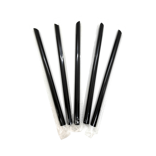 Yocup Company: Yocup 7.75 Colossal (12mm) Assorted Clear Striped  Film-Wrapped Plastic Straw - 1 case (2000 piece)