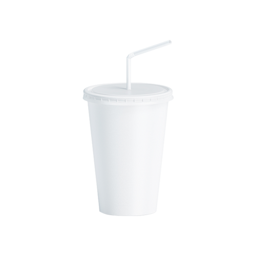 16 Oz Single wall Paper Cups white with PP white Lid - Carton