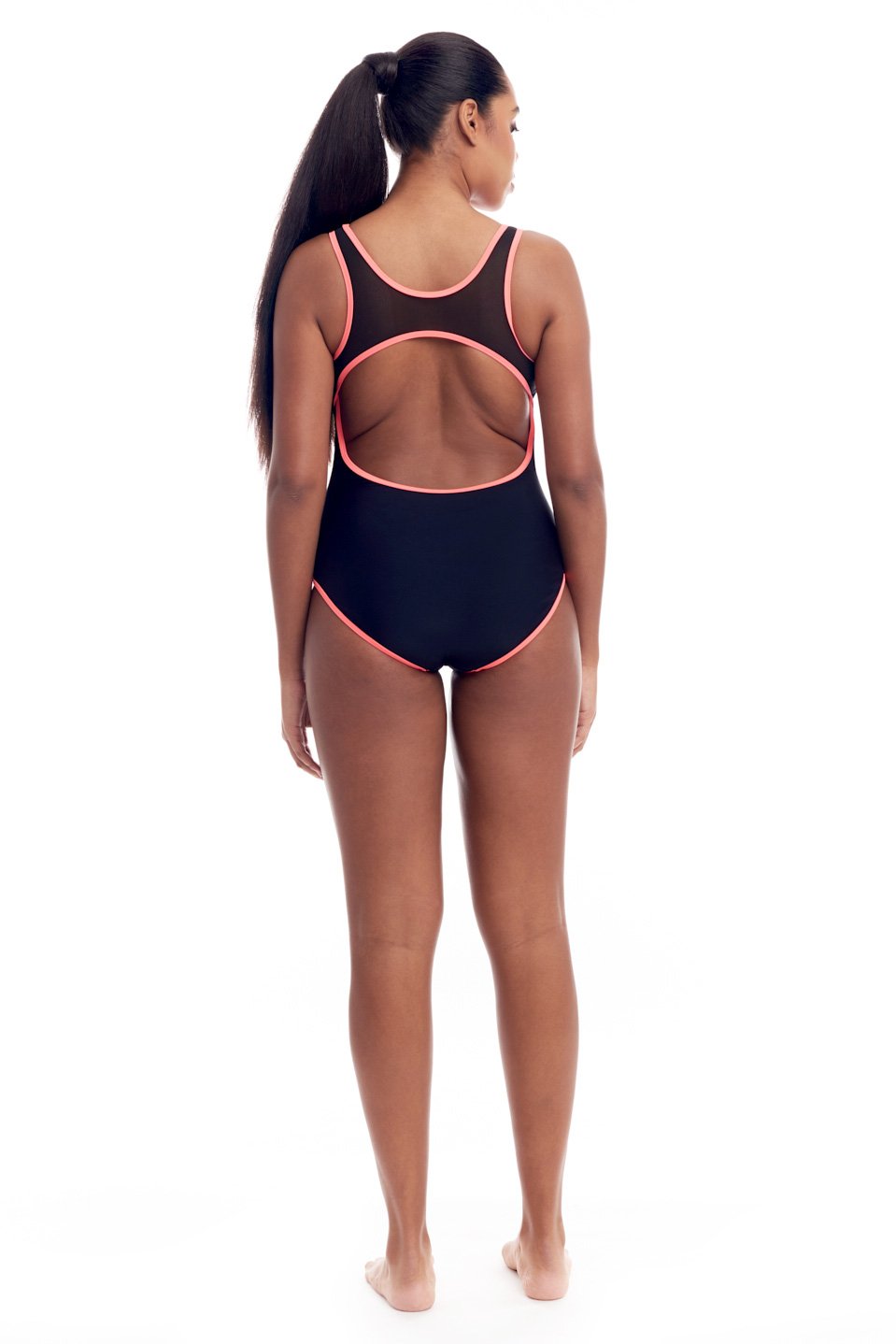 Sporty Mesh One Piece Swimsuit With Peek A Boo Cutouts Cover Girl Shop