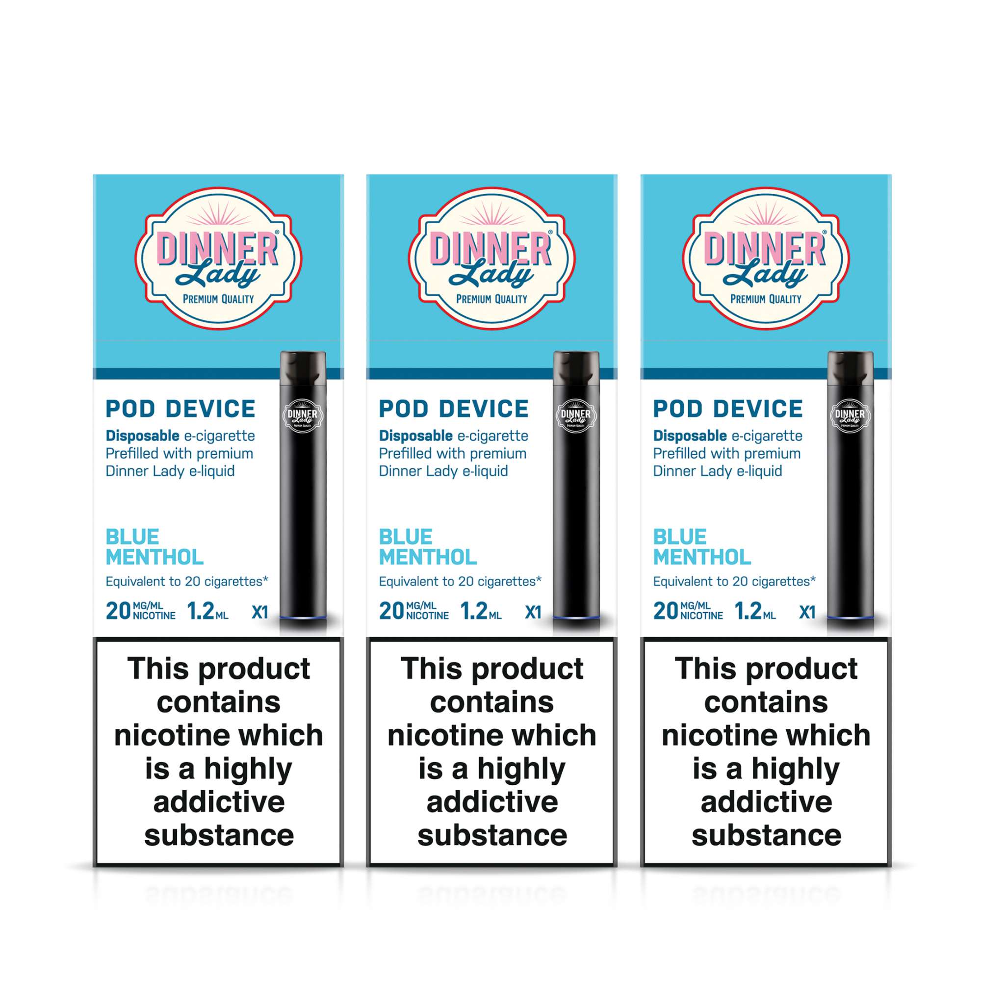 Three Pack - Dinner Lady Blue Menthol Disposable E-Cigarette