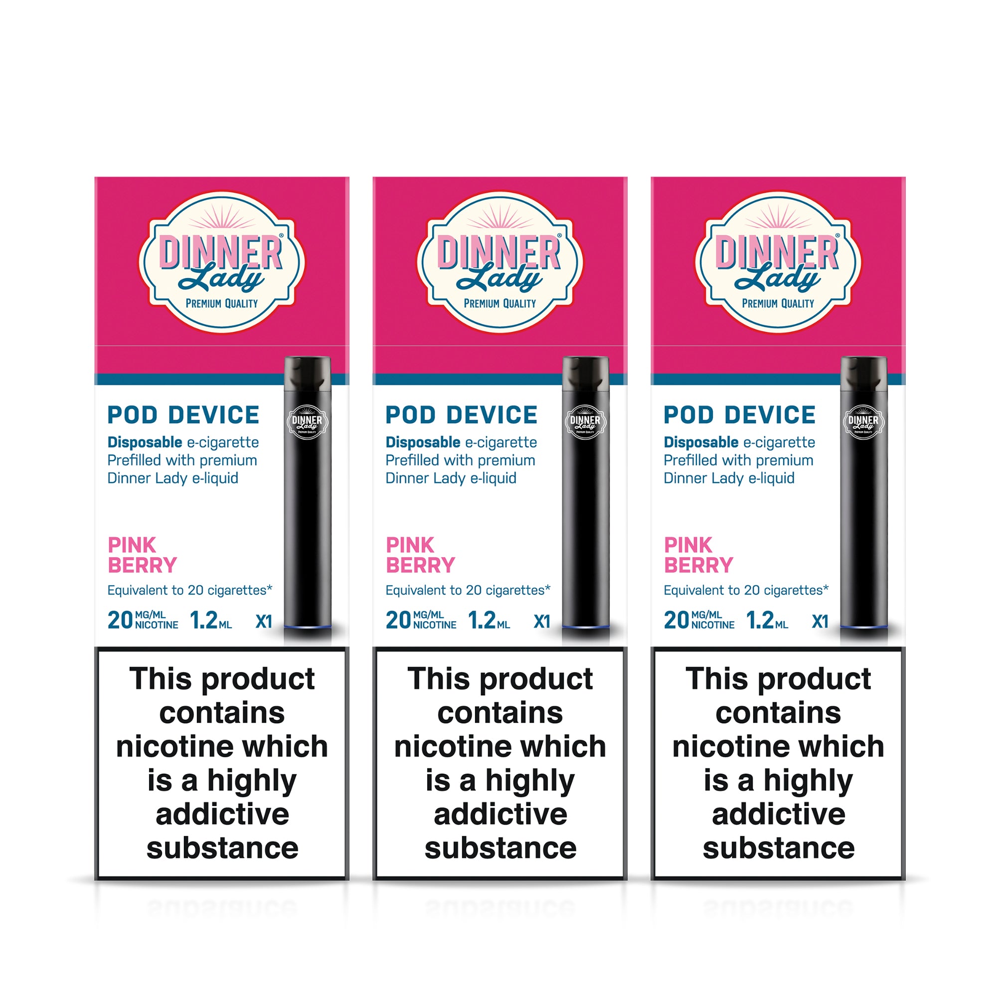 Three Pack - Dinner Lady Pink Berry Disposable E-Cigarette