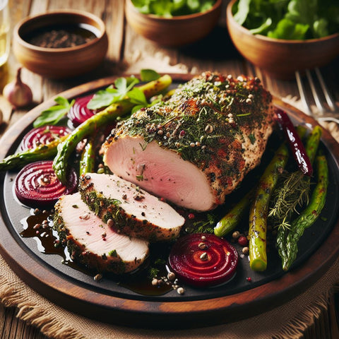 Herb-Crusted Pork Loin with Balsamic Beets