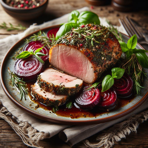 Herb-Crusted Pork Loin with Balsamic Beets