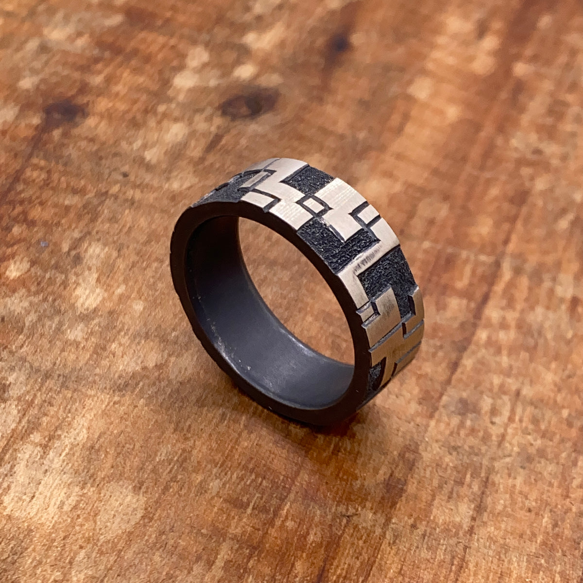 
    Geometric Tetris Ring – Jacob Raymond Jewelry
  