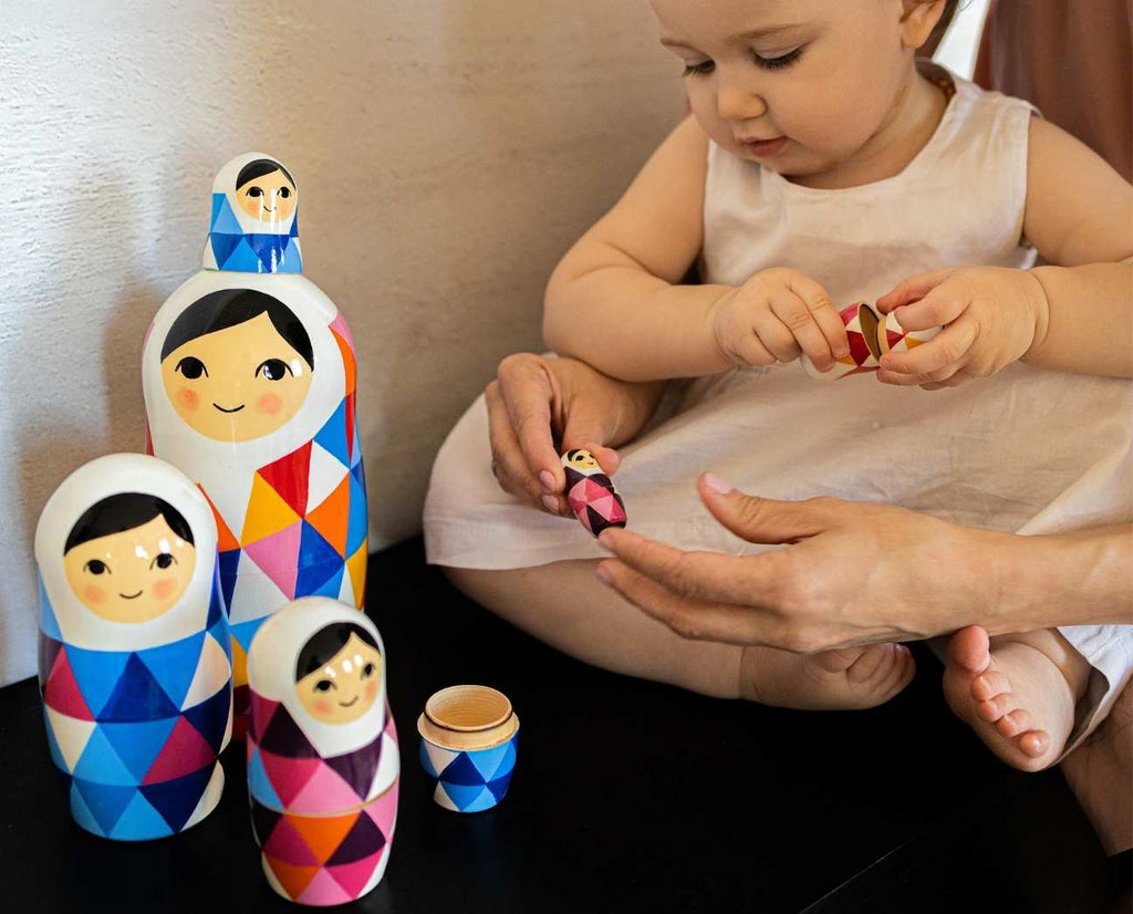 Colorful Triangles Matryoshka Dolls