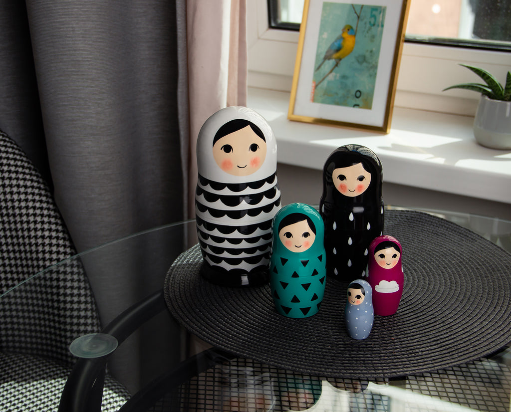 black and white matryoshka set