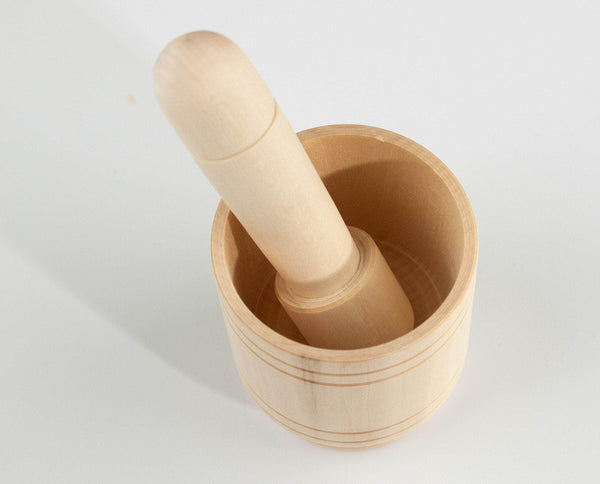 Wooden mortar and pestle toy