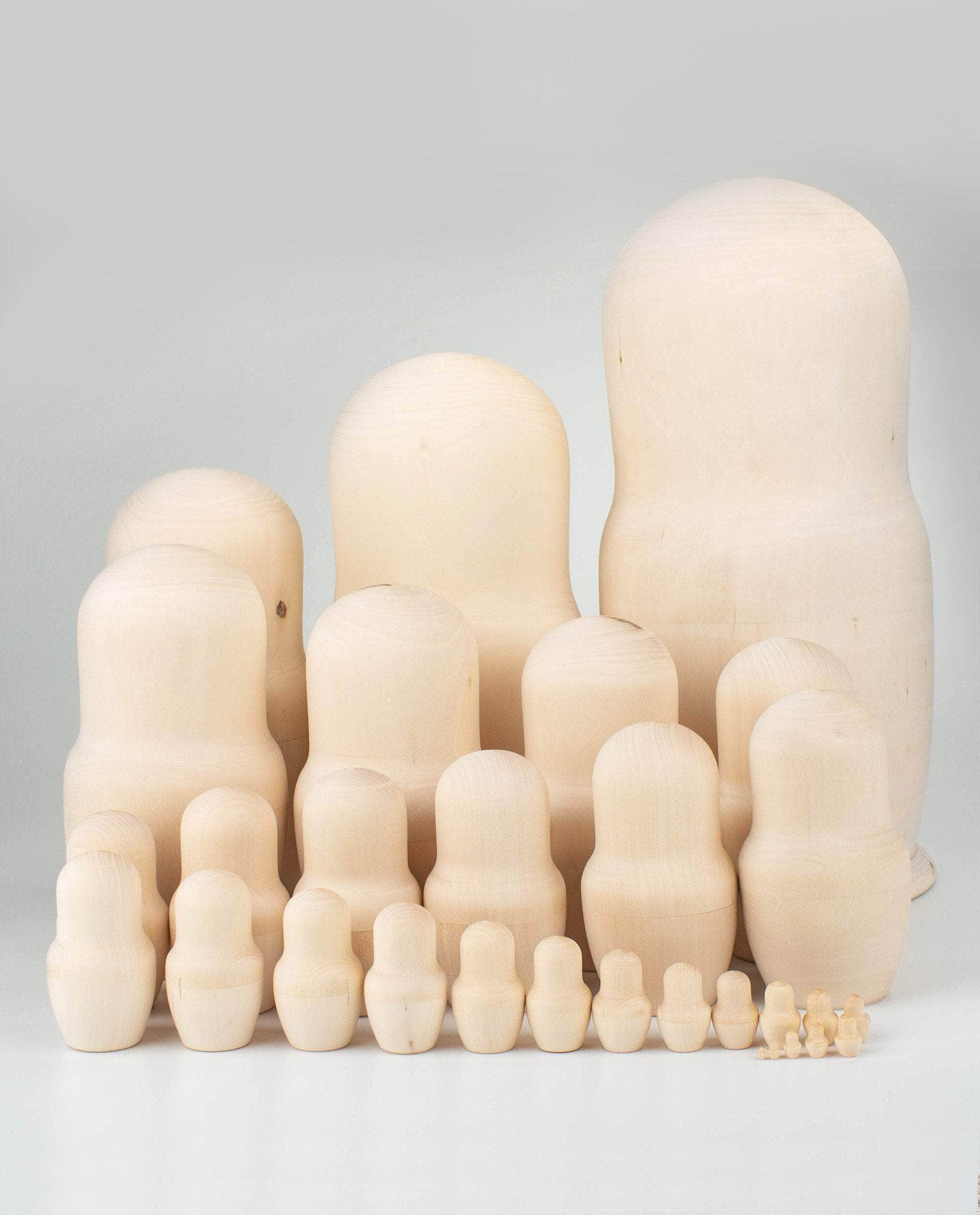 unpainted matryoshka dolls