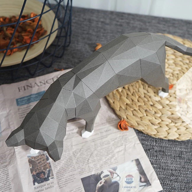 Origami 3d Chat Gris En Papier Dreamzup