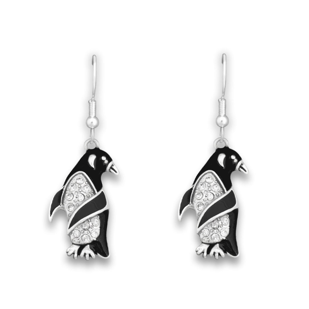 Penguin Crystal Charm Earrings