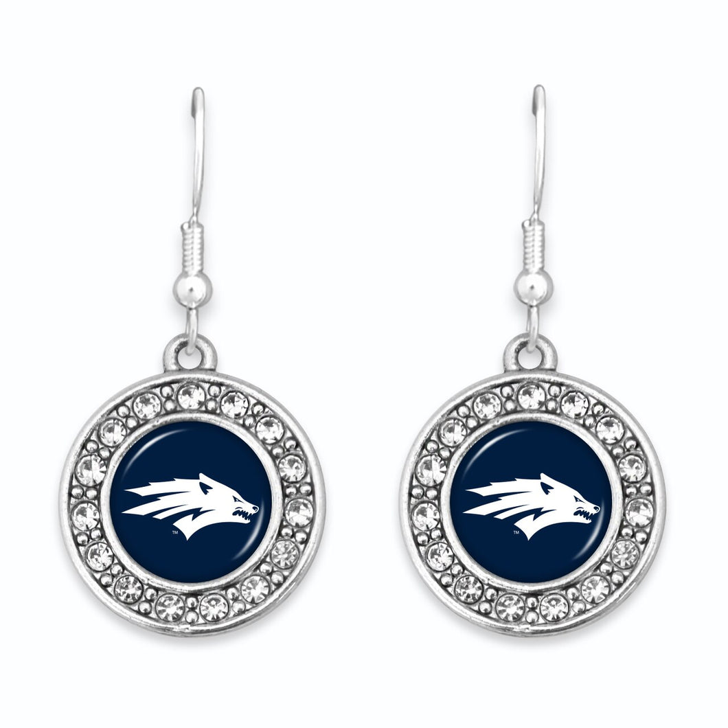 Nevada Wolf Pack Abby Girl Round Crystal Earrings