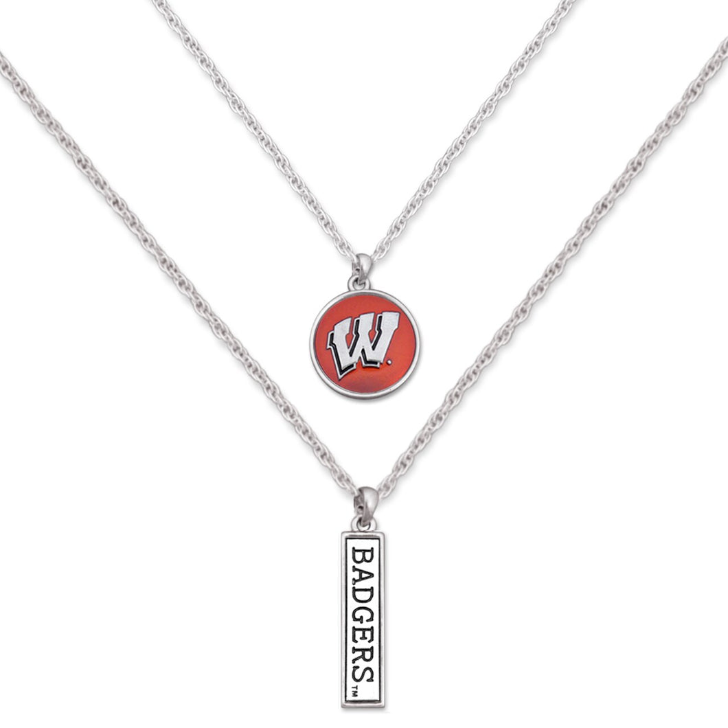 Wisconsin Badgers Double Down Necklace