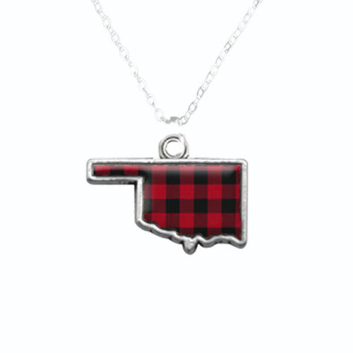 Oklahoma State Pride ''Flag Pattern State'' Necklace