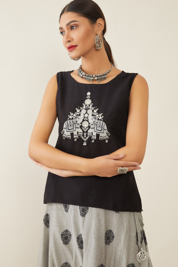 embroidered applique skirt