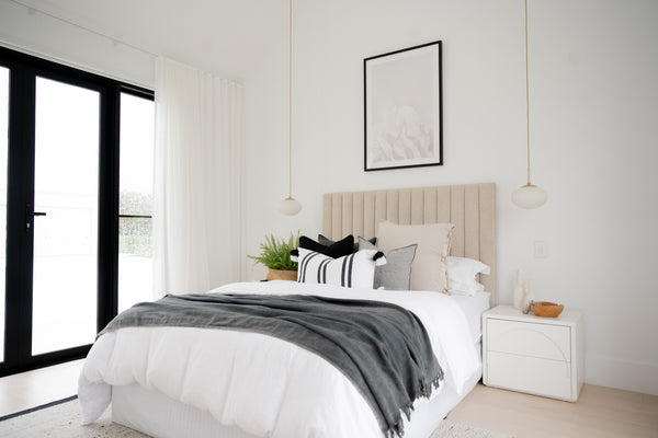 modern bedroom design with white and black colour design
