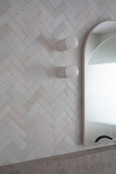light beige colour Subway tiles ceramic in minimalist bathroom design
