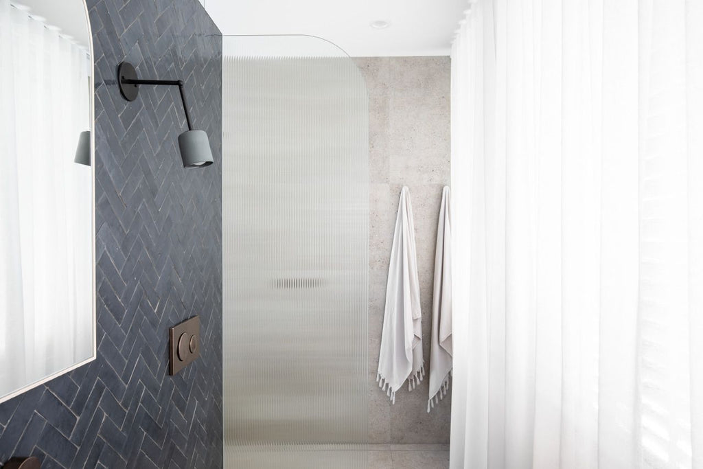 dark blue colour Subway tiles ceramic in minimalist bathroom design