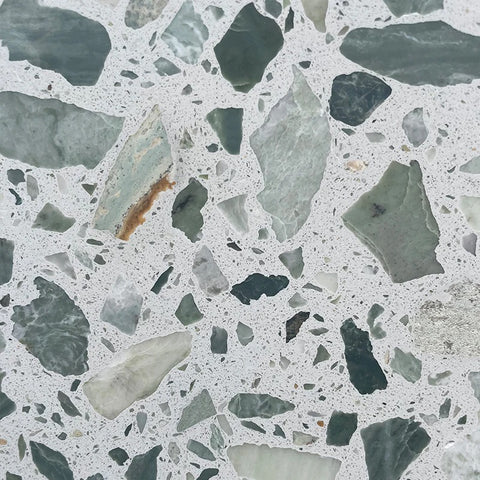 green and grey terrazzo tile