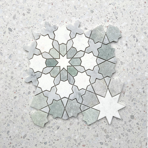 marble mosaic with star and cross design flat image