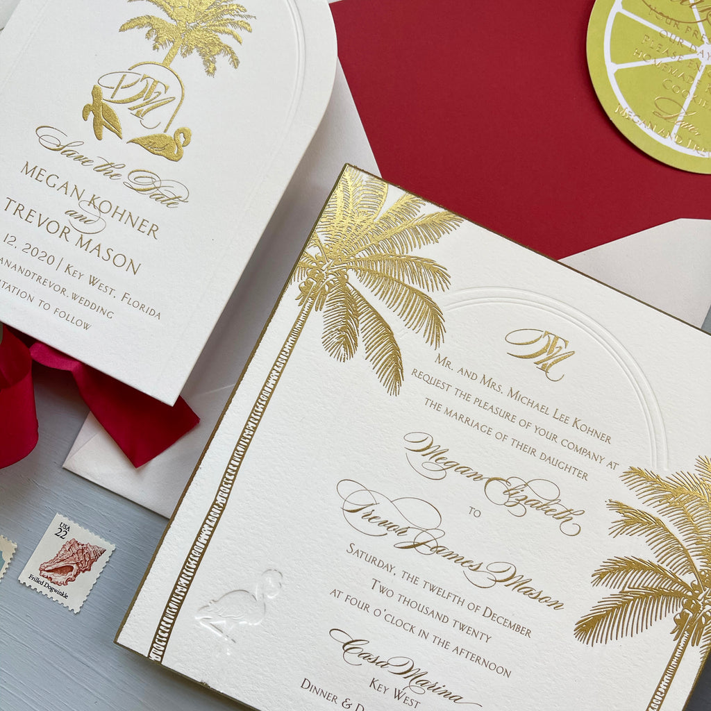 Key West Wedding Black tie Florida luxury invitation tropical destination beach