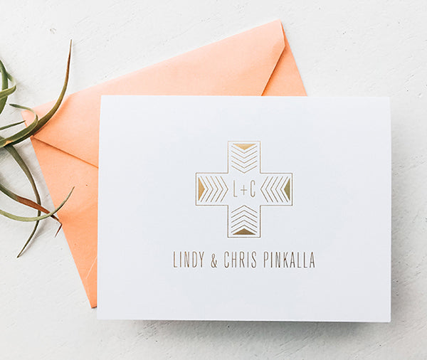 gold foil thank you notes desert wedding