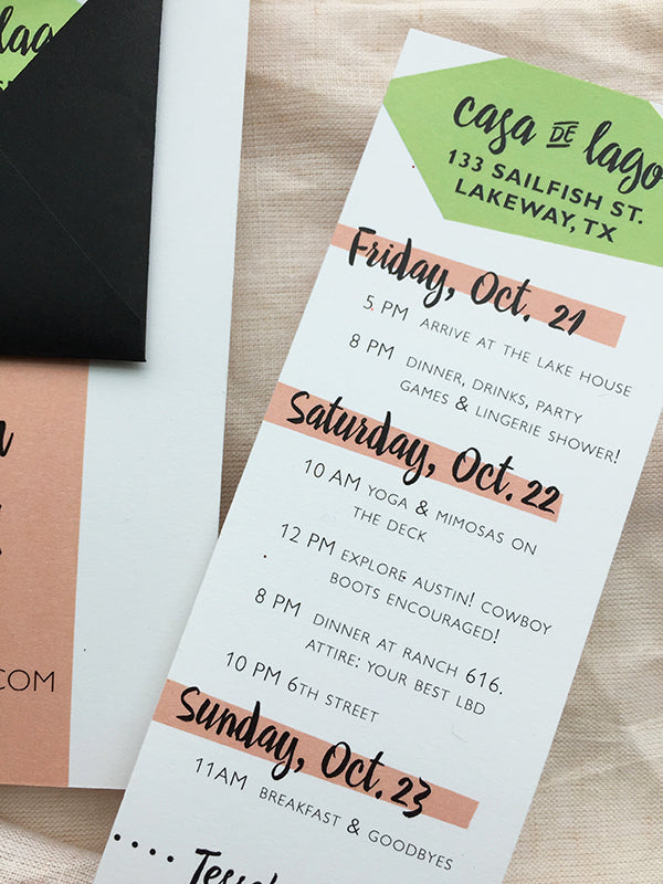 Bachelorette Itinerary Invitation