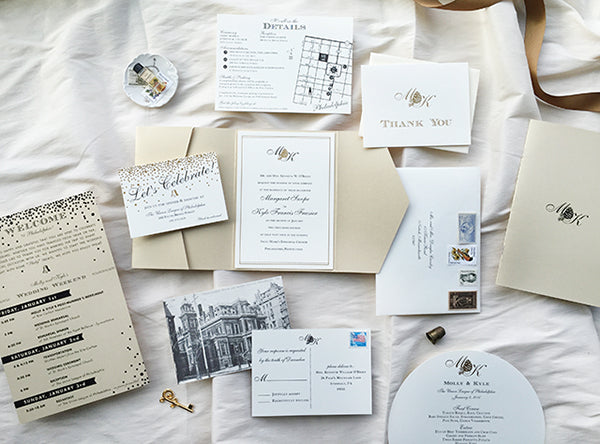 Gold and Champagne Wedding Invitations