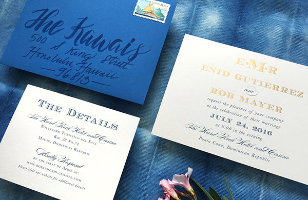 Blue and Gold Preppy Beach Wedding