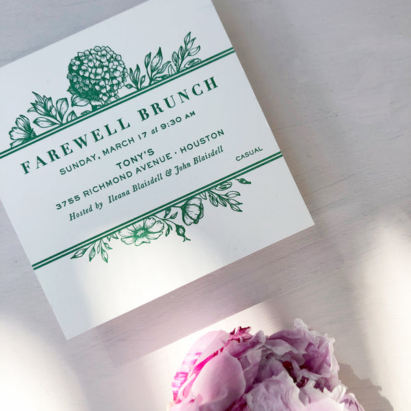 Floral Letterpress Brunch Invitation Lettra Flowers Luxury Wedding