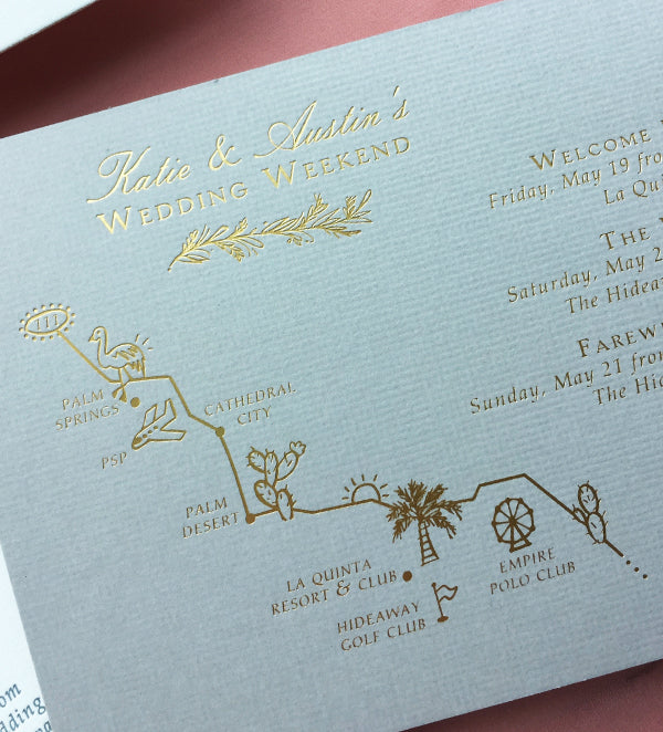 custom illustrated map palm springs wedding california