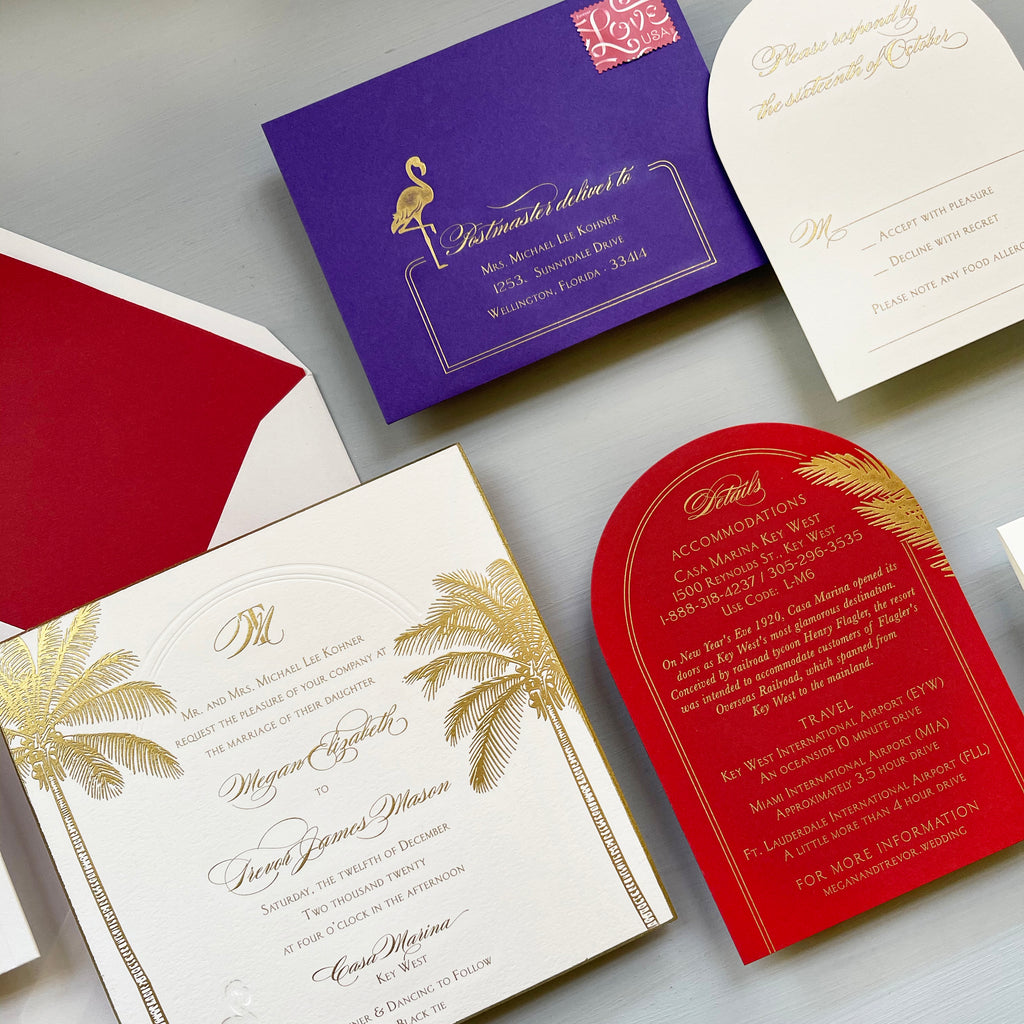 jewel-toned invitation suite luxury beach wedding key west