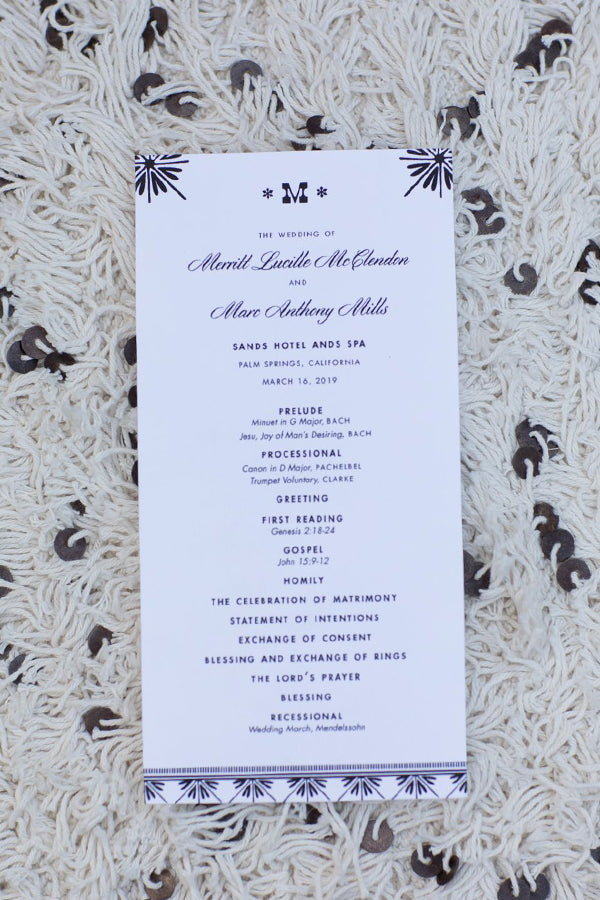 Palm Springs Wedding Program Moroccan Inspiration