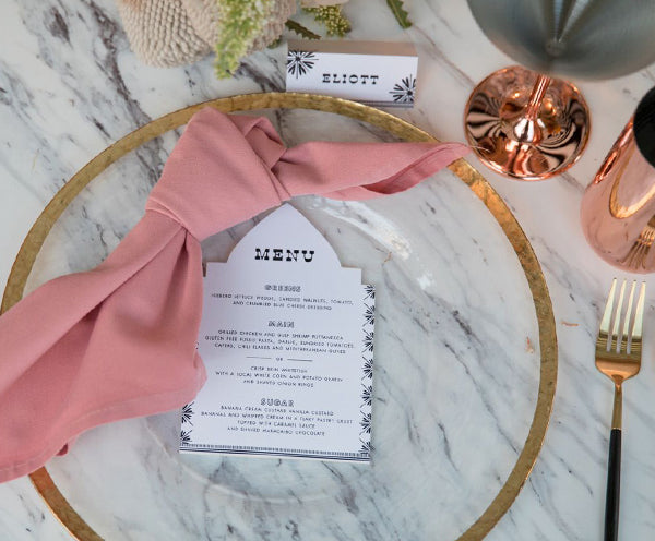 Place Setting Desert Wedding Pink Gold Copper