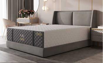 Puffy Royal Hybrid Mattress on Bed Frame