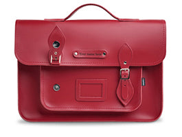 Handmade Leather Satchel - Marsala Red 