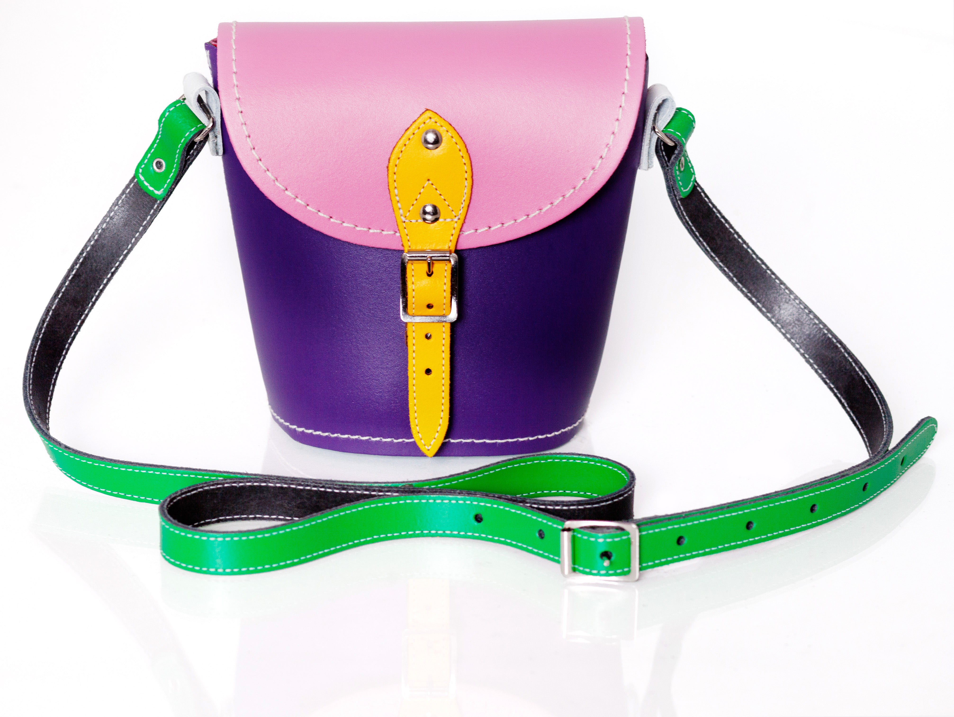 Handmade Leather Barrel Bag - Classic Kaleidoscope - Small