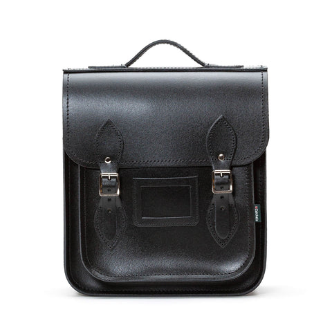 black leather backpack