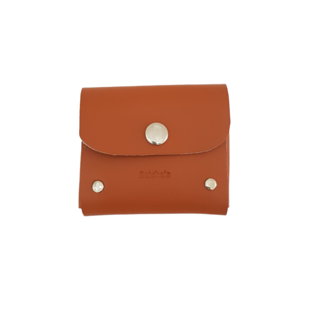 Handmade Leather Simple Coin Purse - Burnt Orange