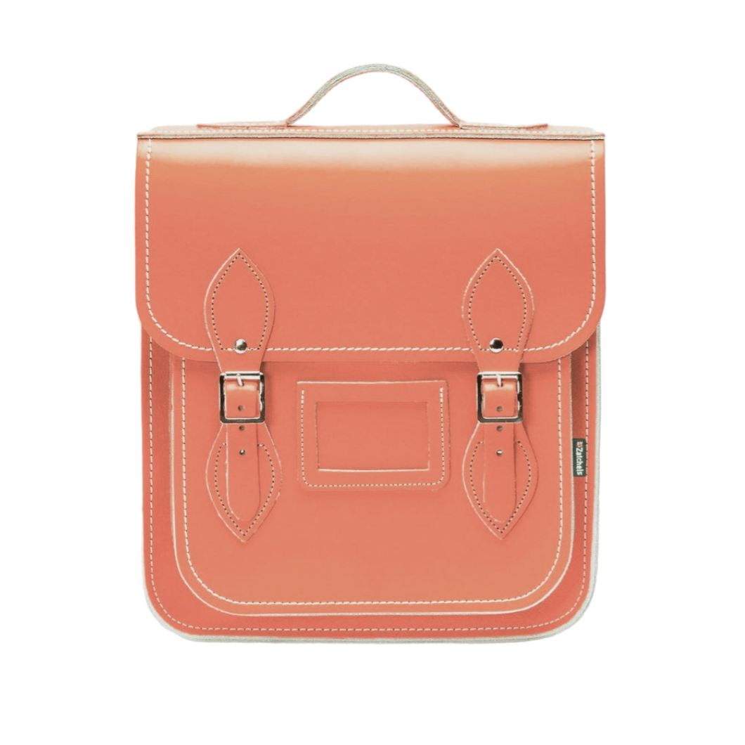 Handmade Leather City Backpack - Coral - Plus
