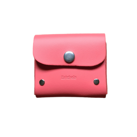 coral leather coin purse