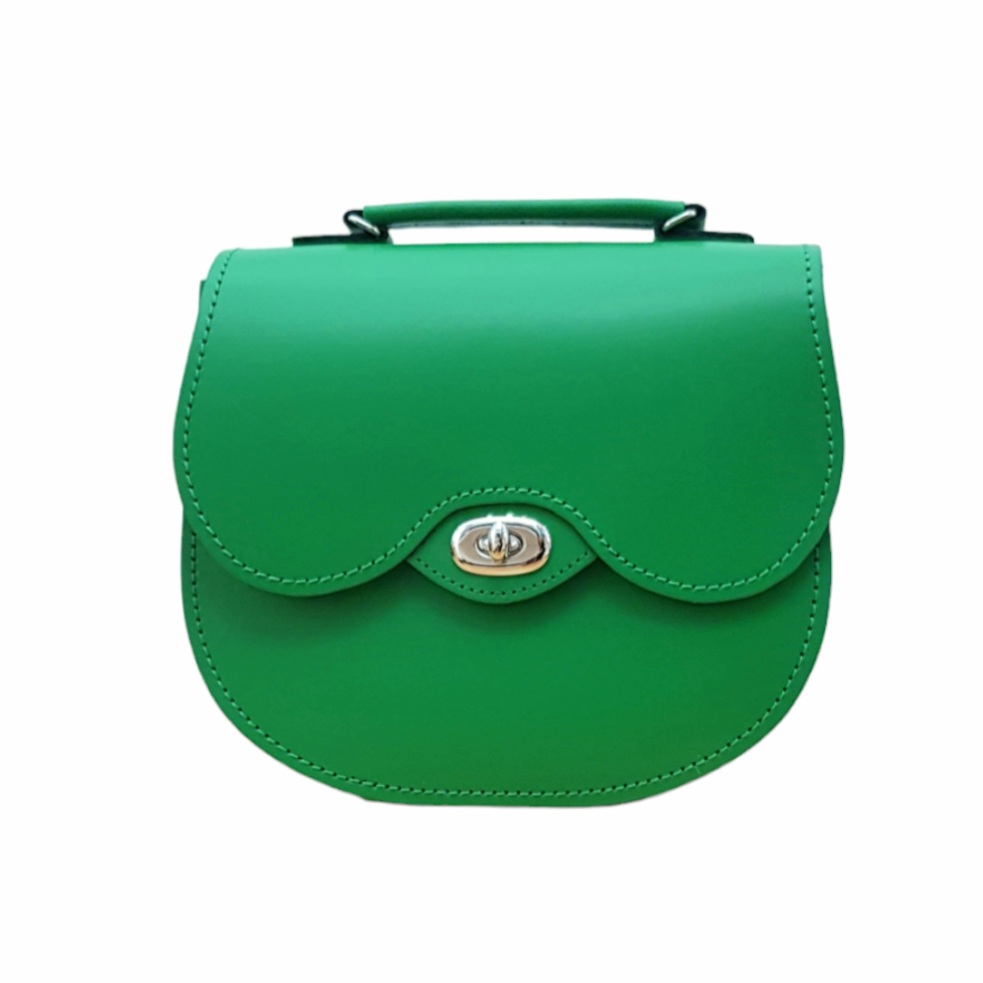 Handmade Leather Twist Lock Saddle Bag - Green